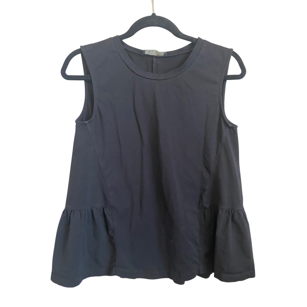 Weekend Max Mara Black Peplum Sleeveless Top Rhinestone Butterfly Size M